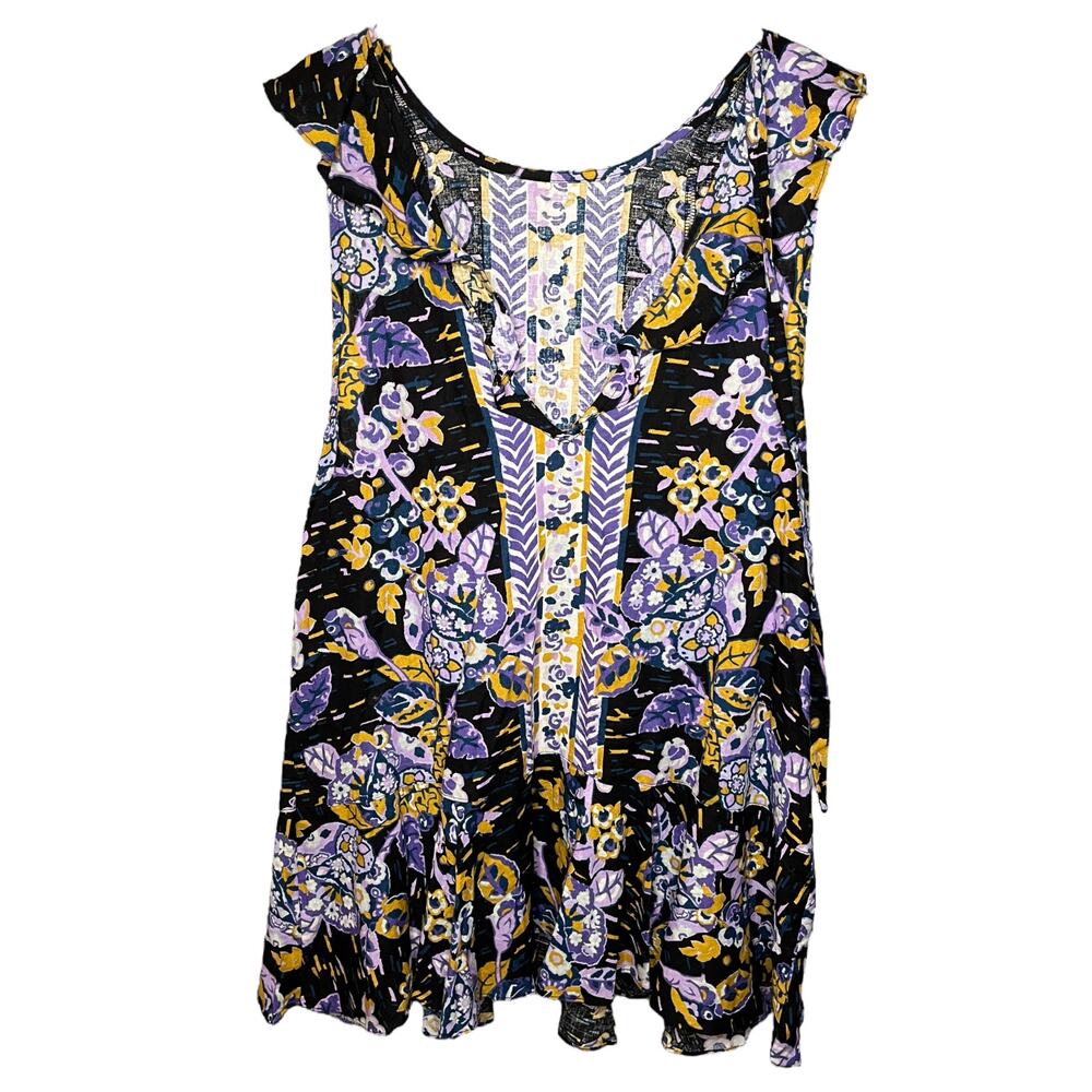 Free People Summer In Tulum Printed Top Dark Combo Size Medium